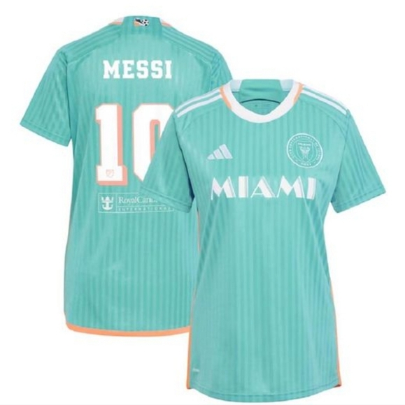 adidas Inter Miami Women's Lionel Messi #10 Archive Alternate Aqua Jersey M - Picture 1 of 6